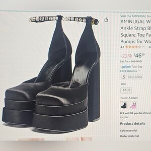 Black Silk Platforms Heels